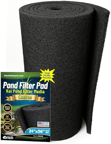 Aquatic Experts Classic Koi Pond Filter Pad COARSE – Bulk Roll Pond Filter Media, Rigid Ultra-Durable Latex Coated Fish Pond Filter Material US (24" x 56", Coarse (Black)) by AquaticExperts
