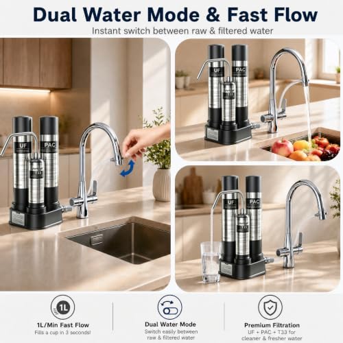 Vortopt F11 Countertop Water Filter System, 3 Stage Filtration, Black - Image 5