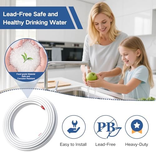 Refrigerator Water Line Kit, Ice Maker Fridge Quick Installation Kit with 32.8' Feet Tubing For Drinking Water Appliance Water Line, Solid Brass Stop Tee And Valve, 1/4" Fittings - Image 3