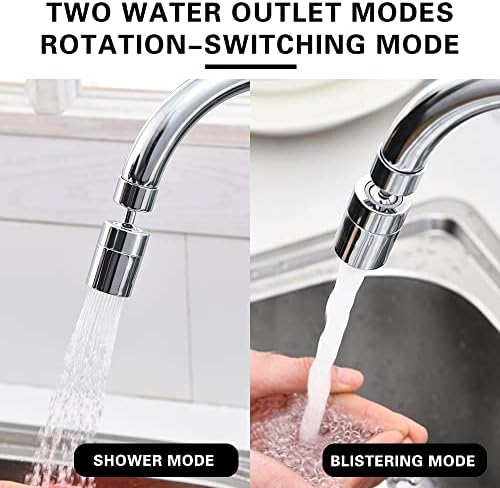 2 Pack Sink Faucet Aerator 360 Degree Swivel Kitchen Faucet Sprayer Attachment,Dual Water Flow Modes, 55/64 Inch-27UNS Female Thread,15/16 Inch-27UNS Male Thread Adapters - Image 3