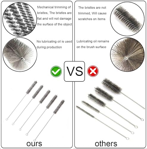 12 Inch Pipe Cleaning Brush Set with Stainless Steel Bristles, Steel Wire Tube Brush Kit for Auto Parts Polishing, Machining, Bottles, Tubes, Etc.（30mm-5pcs） - Image 5