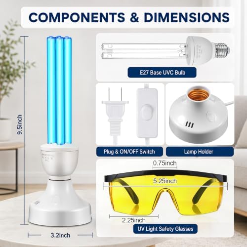 Qualirey 25W UV Light with E27 Base, Remote Control and Glasses,Ozone Free - Image 2