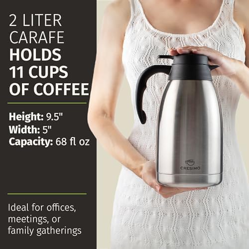 Thermal Coffee Carafe 2L/68 oz Insulated Stainless Steel w/Cleaning Brush - Image 6