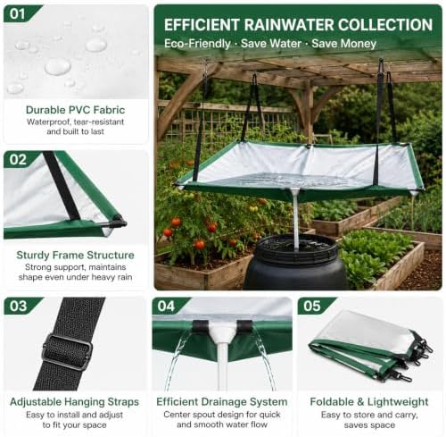 Rain Water Collection System Kit Portable and Easy to Store Rain Catchers for Outside for Lawn Backyard Garden Balcony Camp,5pc - Image 4