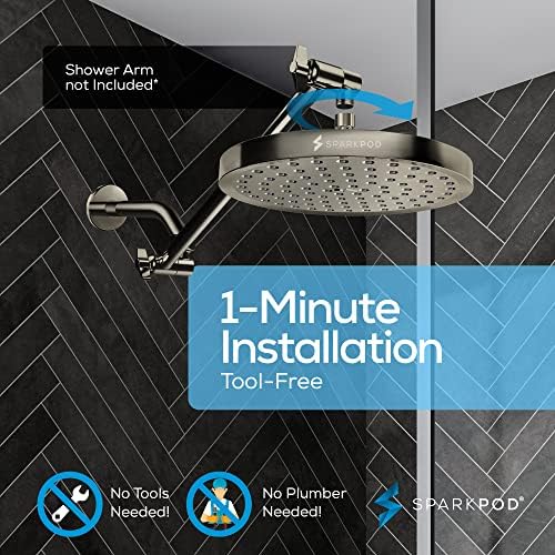 SparkPod Rain Shower Head, 8 Inch Round, Elegant Brushed Nickel Finish - Image 5