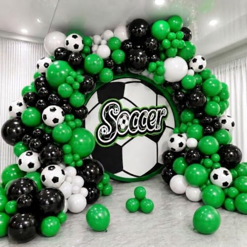 181Pcs Soccer Balloon Garland Arch Kit -Green White Black Soccer Party Decorations 18 12 10 5 Different Sizes Latex Party Balloons for Birthday World Football Boys Sports Theme Decorations 86 by Unknown