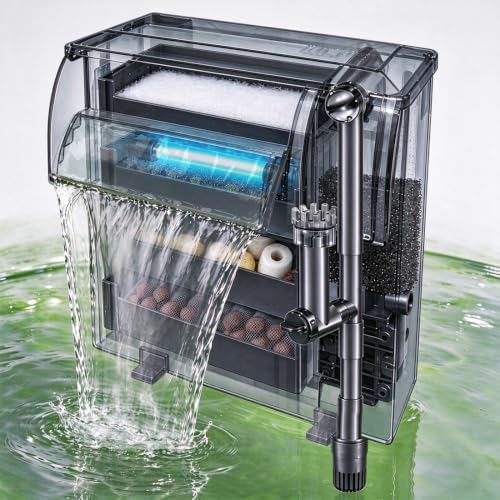264GPH UV Large Hang on Back Aquarium Filter for 20-65 Gallon Algae Control by Unknown
