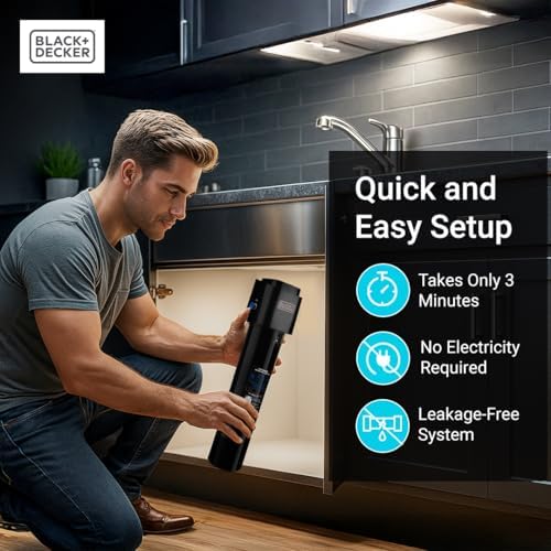 BLACK+DECKER Under Sink Water Filter 15" – NSF/ANSI 42 Certified,16000 Gallons, 2-Years – Reduces CHLORAMINE, PFAS, Lead, Chlorine & Bad Taste– Direct Connect Under Counter Filter for Kitchen Faucet - Image 4