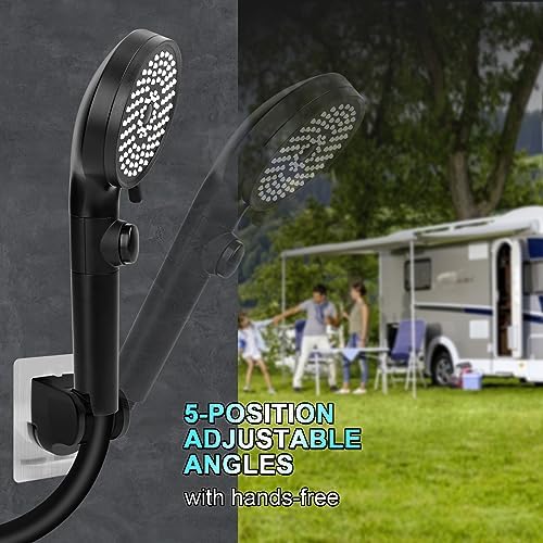 RV Shower Head with Hose, High Pressure 5 Mode Shower head Replacement, Handheld Showerhead for RV/Campers, Travel Trailer for Water Saving, Showerheads Holder and Hose, On Off Switch, Black - Image 5