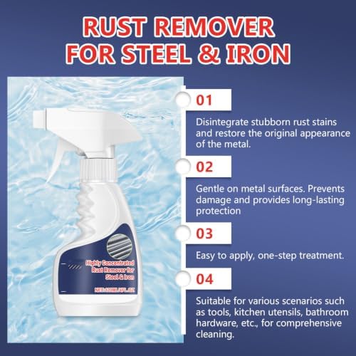 enterlent Heavy Duty Rust Removal for Metal,Multipurpose Rust Remover Spray,Stainless Steel Rust Remover Cleaner,Powerful Steel Rust Removal,Rust Converter for Various Metals Furniture - Image 3
