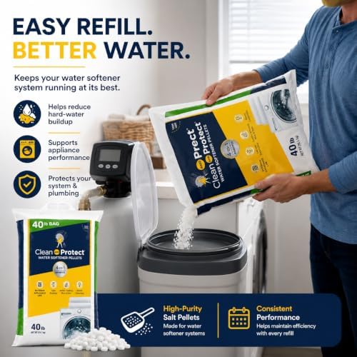 3 Pack Clean and Protect Water Softener Salt Pellets – (40 lb Bags, 120 lbs Total) – Reduces Scale, Softens Hard Water, Appliance Efficiency, Compatible with Water Systems - Image 3