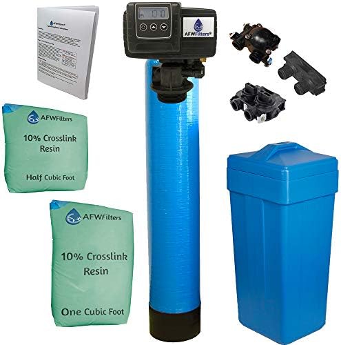AFWFilters 1.5 Cubic Foot (48k) Whole Home Water Softener with Durable 10% Crosslink Resin, 3/4" Plastic MNPT Connection, and Blue Tanks by Abundant+Flow+Water+Systems