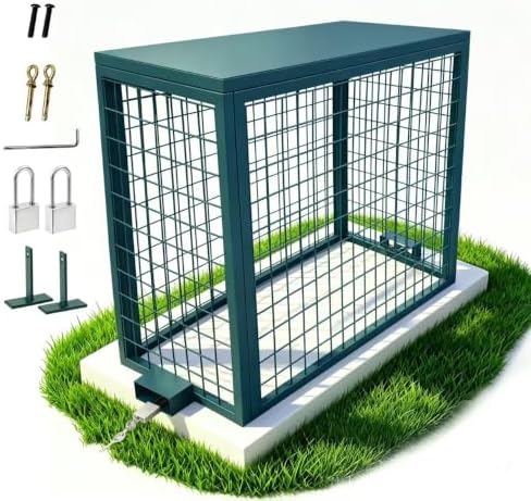 Backflow Security Cage, 30″ L x 14″ W x 26″ H Green Metal Backflow Preventer Enclosure, Backflow Cage Cover with Anchors for Pouring/Dry Concrete with 2 Stainless Steel Locks by Unknown