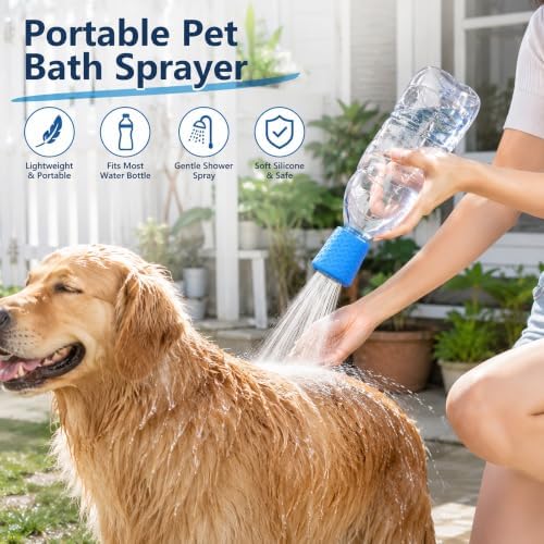 3 Pieces Portable Pet Silicone Shower Sprayer Attachment, Reusable Dog Cat Bath Water Bottle Sprinkler Adapter for Indoor Outdoor Pet Grooming Cleaning (Orange, Green, Blue) - Image 3