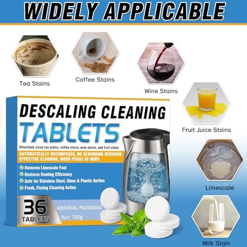 Coffee Descaler Tablets 36 Count - Natural Citric Acid Descaling Tablets for Espresso Machine, Coffee Maker and Kettle, Powerful Limescale Hard Water Remover - Image 6