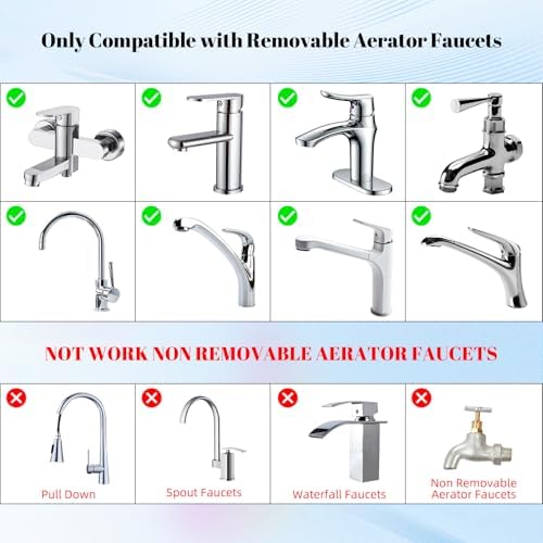 Hibbent Dual-function Metal Faucet Aerator, 2-Flow Big Angle Rotate Kitchen Sink Aerator 360 Degree Swivel Sink Sprayer Attachment, 55/64 Inch Female Thread, Chrome - Image 7