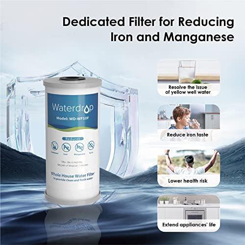 Waterdrop WD-WHF21-FG 2-Stage Iron Reducing Whole House Filter System with WD-RPFK Spin Down Sediment Filter and Iron Reducing Carbon Filter, Bundle - Image 3