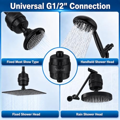 Yodel Shower Filter Matte Black - Shower Head Filter for Hard Water - Water Softener to Remove Chlorine and Fluoride,Improve Hair and Skin Condition - Image 5