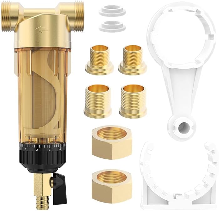 40 Micron Spin Down Sediment Water Filter, Automatic Cleaning Filter Screen, 1" MNPT + 1/2" FNPT+3/4" FNPT, Reusable Whole House System for Well with Built-in Housing Scraper by Unknown