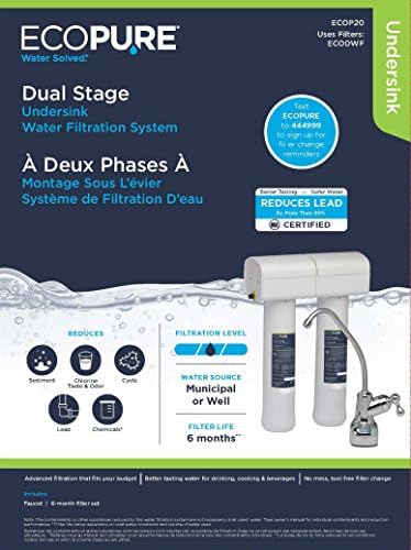 EcoPure ECODWF Dual Stage Water Filter Replacement Set – Fits ECOP20 Under Sink System – NSF-Certified – Reduces Lead, Chlorine, Cysts & More – 6-Month Life – Easy, Mess-Free Changes - Image 6