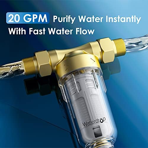 Waterdrop Spin Down Sediment Filter WD-RPFK with Filter Bracket, Backwash Whole House Water Filter System for Well Water, 40-50 Micron, 1" MNPT + 3/4" FNPT + 3/4" MNPT, Traps Sand, BPA Free, Bundle - Image 6