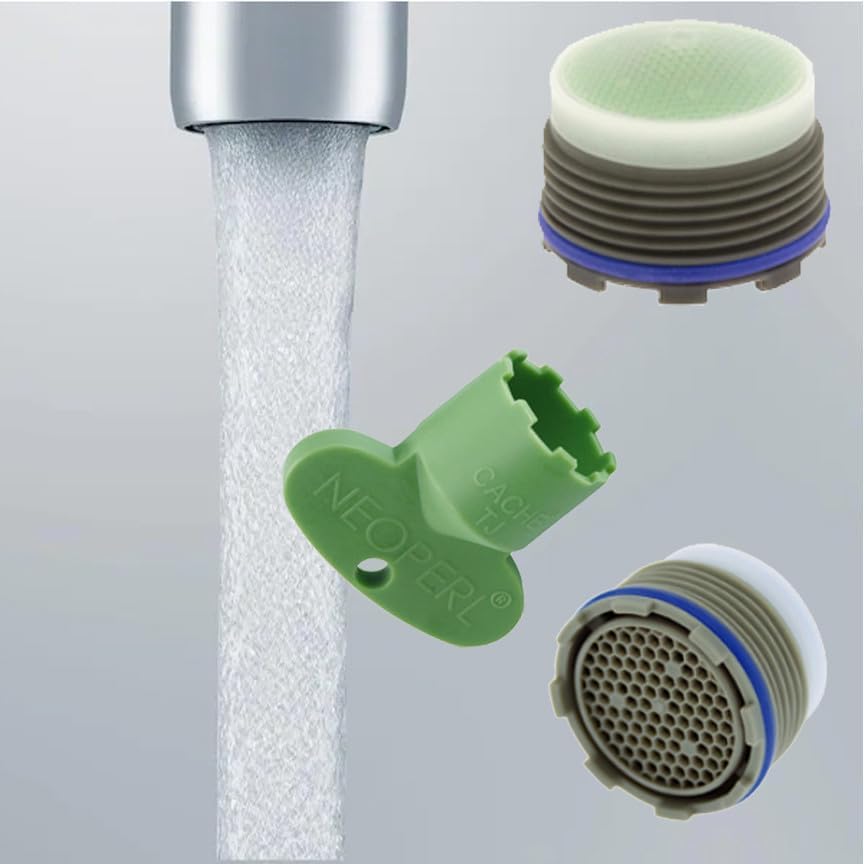 Faucet Aerator Compatible with Moen Kit Cache Eco-Flow Hidden insert Aerated Stream with Install Key 180158 1.2 gpm / 137401 1.5 gpm TIny Junior (Green 1.5 gpm) by Neoperl