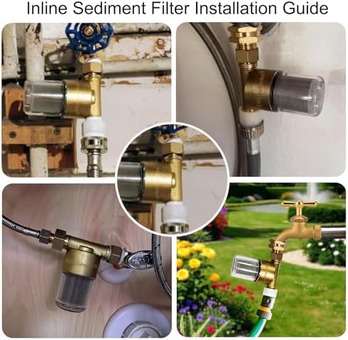 FA20 Brass Sediment Filter, Reusable Washer Water Filters, Traps Sand, Rust, 40 Micron Inline Water Filters for Washing Machines, Shower, Well - Image 4