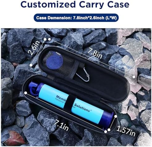 Membrane Solutions Travel Carrying Case Water Filter Cover Portable Organizer Bag for 7.1inch Personal Water Filter Straw Cover Hard-Shell EVA Storage Protective Case(7.8X 2.6X 2.6 Inch), Shockproof - Image 6
