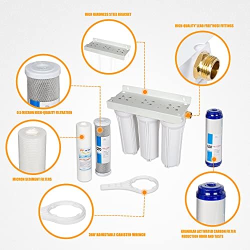 External RV Filter System RV Water Filter Store System Install with Bracket, 3-Stage RV Water Purifier Filtration System Compatible With Marines Boats and RVs - Image 4