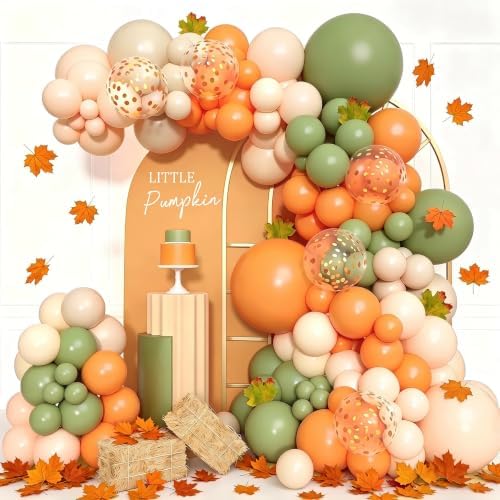 Amandir 153pcs Green Orange Balloon Garland Arch Kit Different Sizes by Amandir