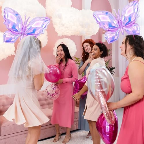 Iridescent Butterfly Balloon Colorful Butterfly Balloons Theme Birthday Party For Birthday, Wedding, Baby Shower, Summer Themed Party Decoration - Image 4