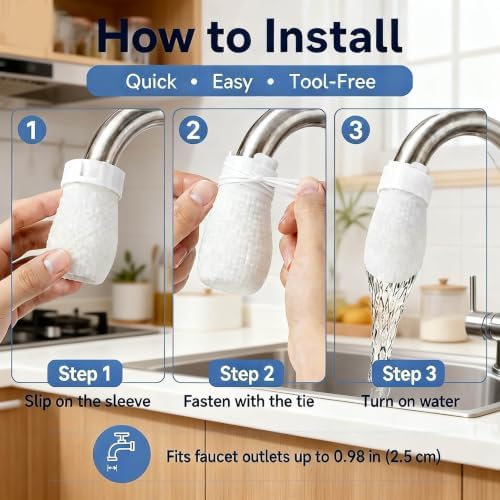 High-Density Faucet Filter, 200 Filter cartridges per Pack, with Sediment Barrier and 20 Straps, Microfiber mesh Water Purifier, Compact and Portable Water Purifier, Household Kitchen Accessory. - Image 3