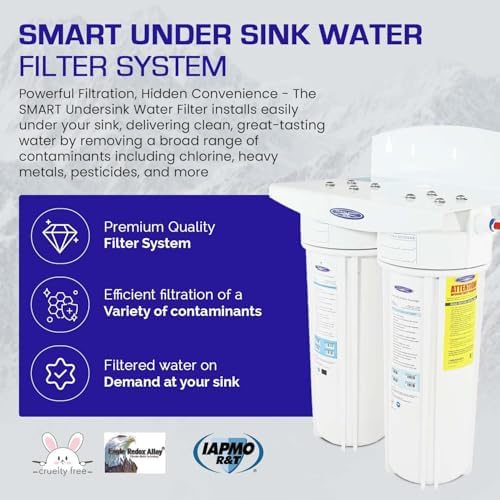 Crystal Quest Smart Under Sink Water Filter System | Smart + Carbon Block + Sediment Filter |Double| Filters 10,000 gallons - Image 2