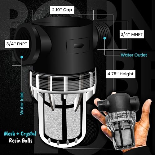 Inline Water Filter – 3/4" FNPT to MNPT, Fine Mesh Sediment Filter with Crystal Resin Balls for Whole House, Under Sink, Shower, Washing Machine, Garden Hose, Tap – Reusable Pre-Filter Strainer - Image 5