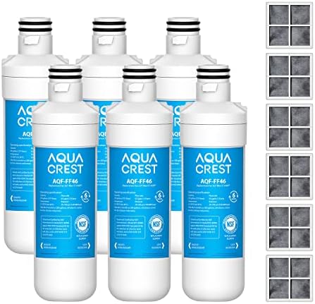 AQUA CREST LT1000PC ADQ747935 Refrigerator Water Filter and Air Filter, Replacement for LG® LT1000P®/PC/PCS, LMXS28626S, LFXS26973S, MDJ64844601, ADQ74793501, ADQ74793502 and LT120F®, 6 Combo by AQUACREST