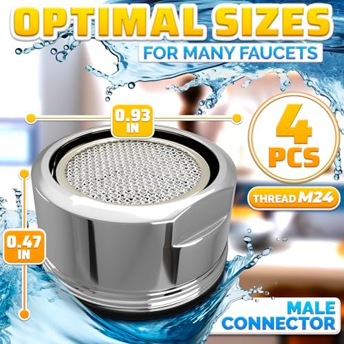 4Pcs Bathroom Faucet Aerator Replacement - 15"/16" 24mm Kitchen Bathroom Sink Attachment High Flow Aerator for Sink Faucet Aerators M24 Male Thread - Image 2