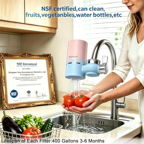 Vortopt T1 Faucet Water Filter System, 400 Gallons, Pink-Blue Gradient - Image 5