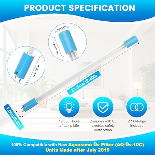 Replacement Üν Lamp AQ-ÜV-L330C for Aquasana Üν Whole House Water Filter, Üν Bulb 100% Compatible with New Aquasana Üν Filter (AQ-Üν-10C) Units Made after July 2019, Rated Time 18,000h, 1 Pack - Image 2