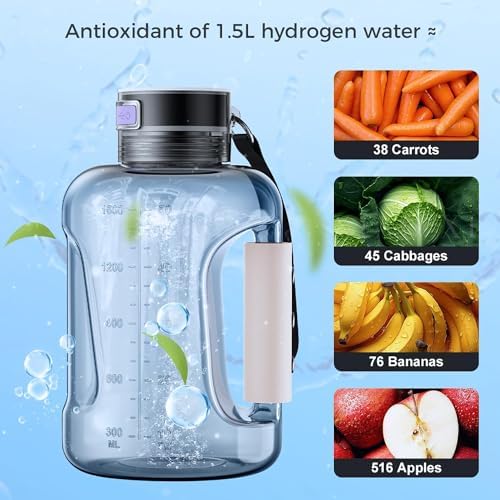 Hydrogen Water Bottle Generator Machine Updated, Portable Hydrogen Water Ionizer Machine Rechargeable, Hydrogen Rich Water Glass Health Cup 420ml (Black-Hydrogen Water Bottle-1set) - Image 2