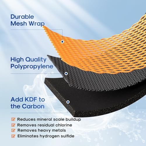 ICEPURE 5 Micron 4.5" x 10" CTO10BB-KDF Whole House Water Filter Coconut Shell Activated Carbon and KDF Replacement Cartridge Heavy Metal Removal Filter, 1PACK - Image 6