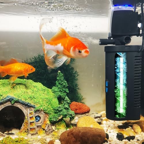 COOSPIDER Aquarium Filter with 6W U-V Light 158GPH for 10-45 Gallon Tank by Coospider