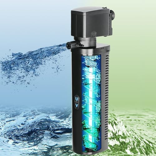 Large Aquarium U-V Filter for 100-500 Gallon, Pond Filter Green Clean Machine Submersible DC 24V Powerful Pump Canister Filter for Turtle Tank Koi Coral Fish Saltwater Freshwater Crystal Clear by TARARIUM
