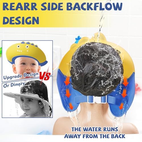 Thcbme Baby Shower Cap Shield, Shower Cap for Kids, Visor Hat for Eye and Ear Protection for 0-9 Years Old Children,Cute Dinosaur shape Makes the Baby Bath More Fun… (Yellow) - Image 6