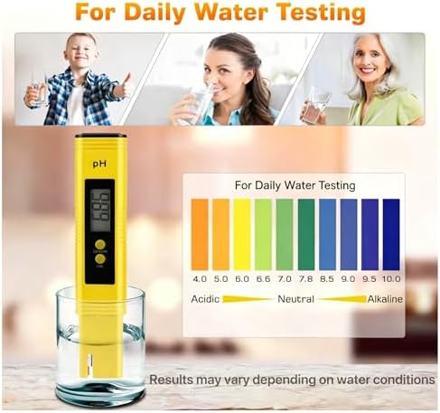 Digital pH Meter Tester Pen for Water, Pre-Calibrated, High Accuracy ±0.01, 0–14 pH Range, Pocket Size for Drinking Water, Pool, Aquarium & Hydroponics (Yellow) - Image 5