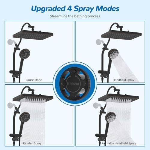 Hibbent cUPC Certified High Pressue 13'' Rainfall Shower Head with 5-Spray - Image 4
