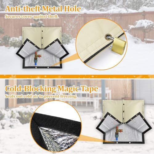 RICHIE 4-Way Opening Backflow Preventer Cover (5°F) Heavy-Duty 5-Layer nsulated Enclosure, All-Weather Protection for Outdoor Pipe, Irrigation Sprinkler Valve, Well Water Pump, 24" Wx36 H Beige - Image 7