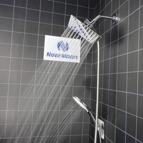 NearMoon Shower Head with Hose, High Pressure Stainless Steel Rain Shower and 3 Settings Handheld Spray Combo with Push Button Flow Control (8 Inch, Chrome Finish) - Image 6