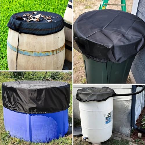 2 Pack Rain Barrel Mesh Cover with Drawstring Rain Water Barrel Screen Filter Protective Top Covers for Rain Water Collection Barrel Outdoor Rainwater Collection System Portable Water Tank - Image 5