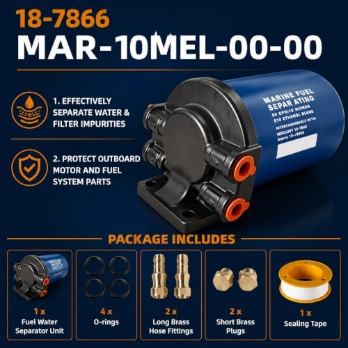 10 Micron Fuel Water Separator Kit with Filter Base & Brass Fittings Compatible with Yamaha MAR-FUELF-IL-TR, Sierra 18-7866, Mallory 9-37807, Marine Outboard Motors - Image 5