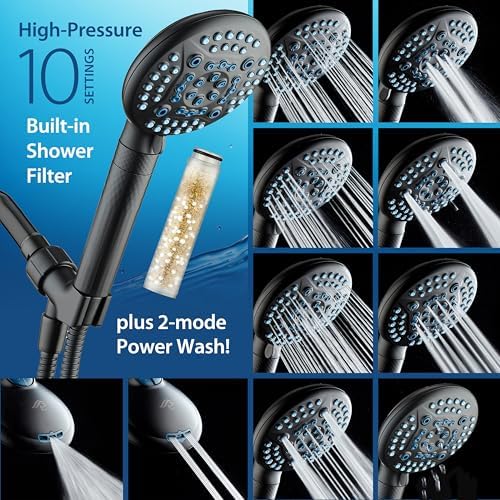 AquaCare 4X 10-Mode High Pressure Hand Shower w/Filter & 2-mode Power Wash - Image 4